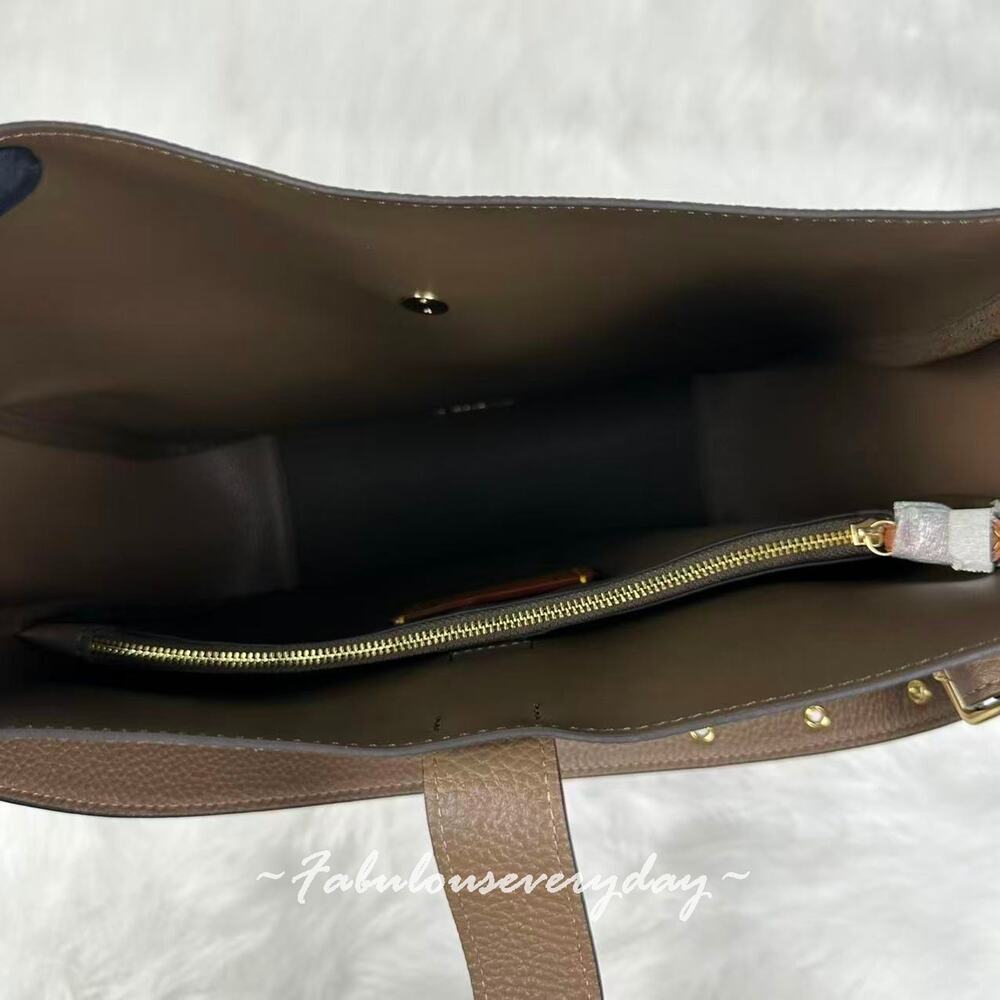 Coach Hadley Large Shoulder Bag In Leather/Gold/Dark stone CCD65 NWT - Picture 7 of 8